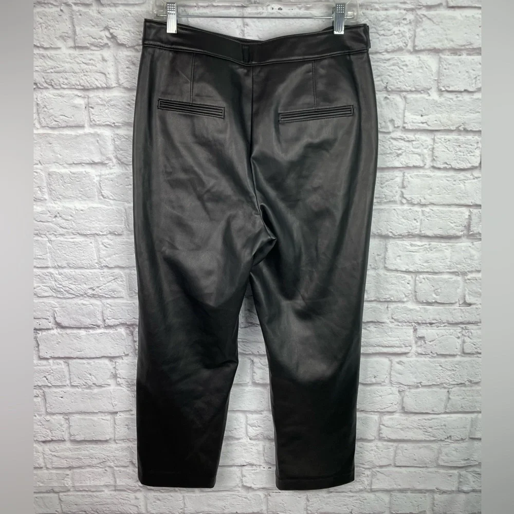 Ann Taylor High Waisted Faux Leather Black Pants Size 10 New! - Picture 4 of 7